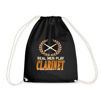 Real Men Play Clarinet Retro Funny Clarinet Player - Turnbeutel - Schwarz - Vorne