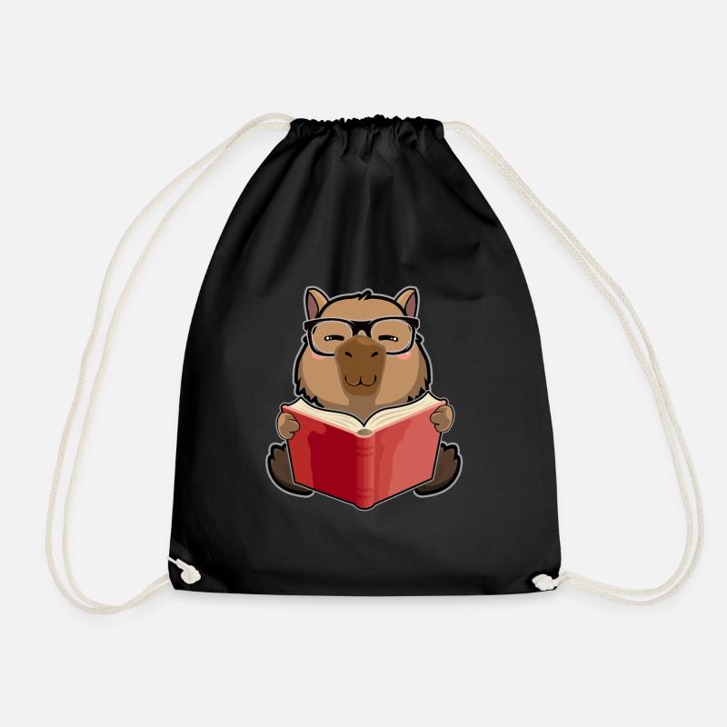 Kawaii Capybara - Capybaras And Reading Books Wortspiel - Turnbeutel - Schwarz