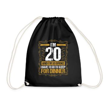 20 Idée drôle Aller dormir pour le dîner Humour de l’année - Sac de sport léger - noir - Devant