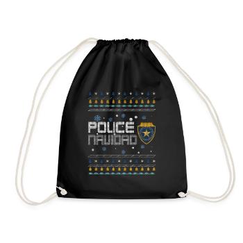 Hässlicher Dezember Polizei Navidad Hässliche Weihnachten - Turnbeutel - Schwarz - Vorne