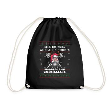 Hässlicher Dezember Santa Viking Nordisch Hässliche Weihnachten - Turnbeutel - Schwarz - Vorne