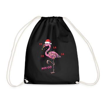 Flamant rose Oiseau Père Noël Drôle Décembre Noël - Sac de sport léger - noir - Devant