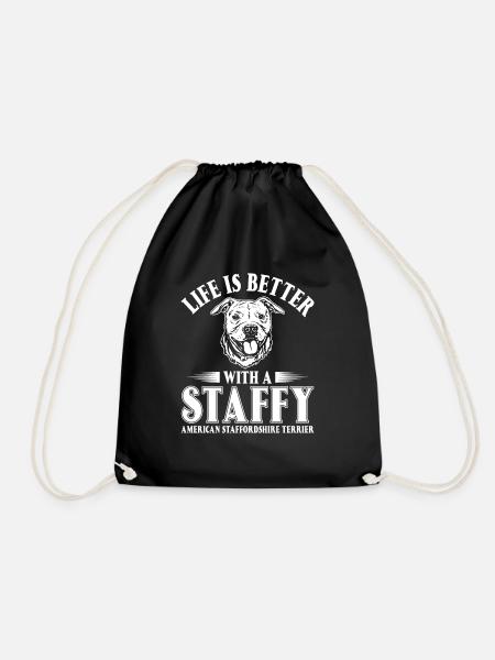 American Staffordshire Bull Terrier Staffy Hund - Turnbeutel - Schwarz