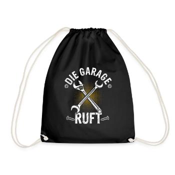 Die Garage Ruft - Lustiger Spruch KFZ Auto Mechatr - Turnbeutel - Schwarz - Vorne