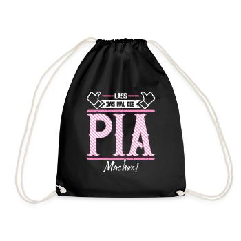 Pia Geschenkidee Geschenk Geburtstag - Turnbeutel - Schwarz - Vorne