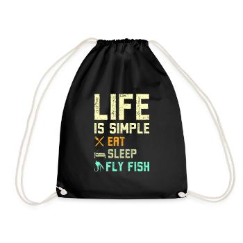 Life is simple eat sleep fly fish - Turnbeutel - Schwarz - Vorne