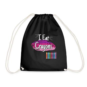 I Eat Crayons - Drawstring Bag - black - Front