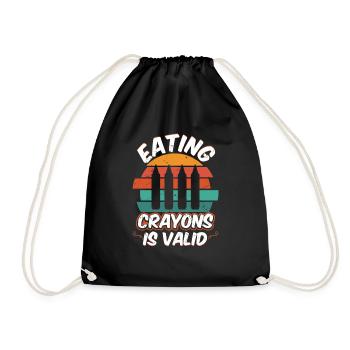 Eating Crayons Is Valid Vintage Distressed - Drawstring Bag - black - Front