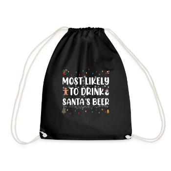 Most Likely To Drink Santa's Beer Christmas - Drawstring Bag - black - Front