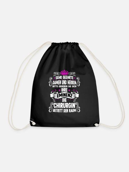 Chirurgin T witziges Spruch Motiv Chirurgin - Turnbeutel - Schwarz