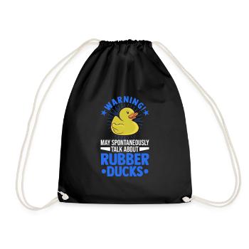Warning Squeaky Duck Bathing Duck Rubber Duck - Drawstring Bag - black - Front