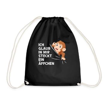 Ich glaub in mir steckt ein Äffchen - Orang-Utan - Turnbeutel - Schwarz - Vorne