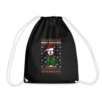 Chien Husky avec pull de Noël moche - Sac de sport léger - noir - Devant