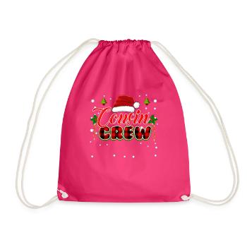 Red Plaid Christmas Design - Cute Christmas Cousin - Drawstring Bag - fuchsia - Front
