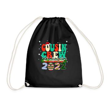 Cousin Crew 2022 Famiy Matching Christmas Pajama - Drawstring Bag - black - Front