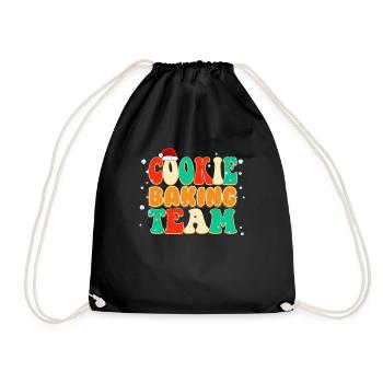 Classic Vintage Family Pajama Cookie Baking - Drawstring Bag - black - Front