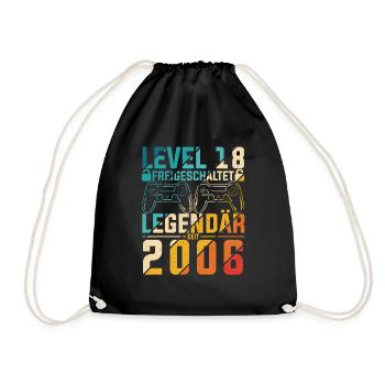 LEVEL 18 Freigeschaltet Legedär Seit 2006 - Gaming - Turnbeutel - Schwarz - Vorne