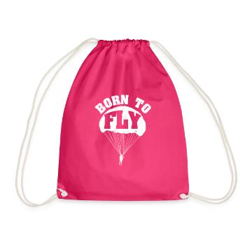Funny Skydiving Parachute Airplane Case - Drawstring Bag - fuchsia - Front
