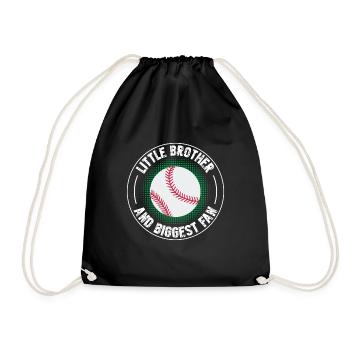 Little brother and biggest fan baseball - Drawstring Bag - black - Front