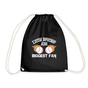Little brother and biggest fan baseball - Drawstring Bag - black - Front