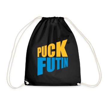 puck futin logo design - Drawstring Bag - black - Front
