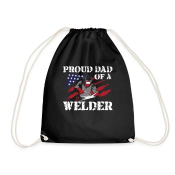 Welder Welding Dad Father Vintage - Drawstring Bag - black - Front