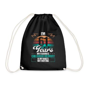 61 Year Old Knee Injury Humor Funny Birthday Idea - Turnbeutel - Schwarz - Vorne