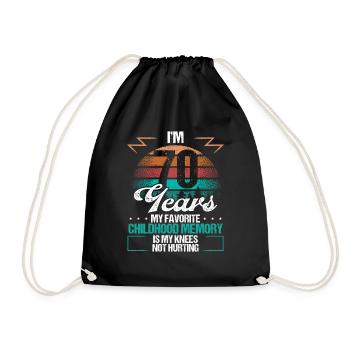 70 Year Old Knee Injury Humor Funny Birthday Idea - Drawstring Bag - black - Front