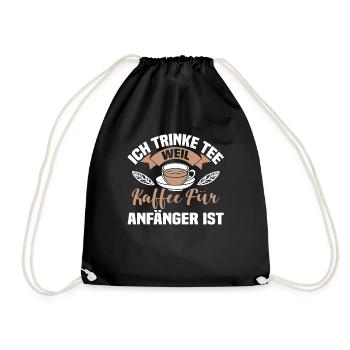 Lustiges gemütlich Bio Tee Trinker Spruch design - Turnbeutel - Schwarz - Vorne