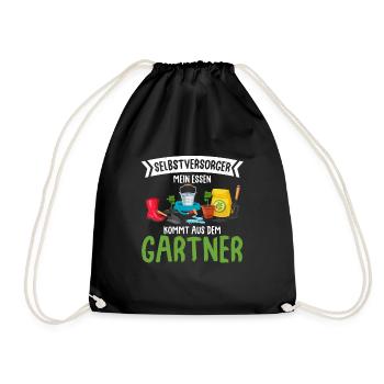 Selbstversorger Mein Essen Kommt Aus Dem Garten - - Turnbeutel - Schwarz - Vorne