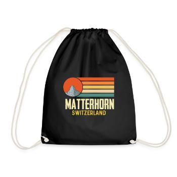 Matterhorn Schweiz Alpen Souvenir Zermatt Skifahre - Turnbeutel - Schwarz - Vorne