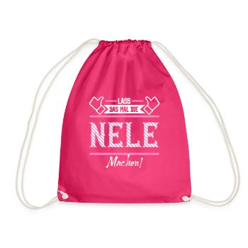 Nele Geschenkidee Geschenk Geburtstag - Turnbeutel - Fuchsia - Vorne