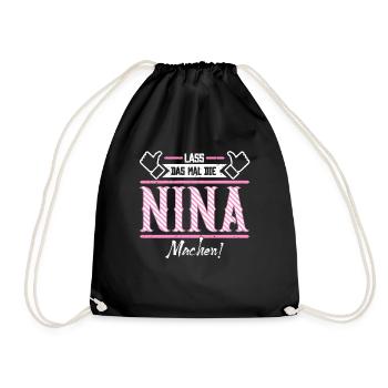 Nina Geschenkidee Geschenk Geburtstag - Turnbeutel - Schwarz - Vorne