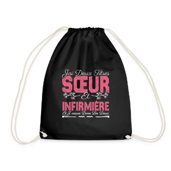 J'ai deux titres Sœur et Infirmière Cadeau soeur . - Sac de sport léger - noir - Devant