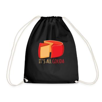 Morceau de fromage Gouda - Sac de sport léger - noir - Devant