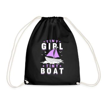 Little Girl Small Boat Sailing School Baltic Sea - Drawstring Bag - black - Front