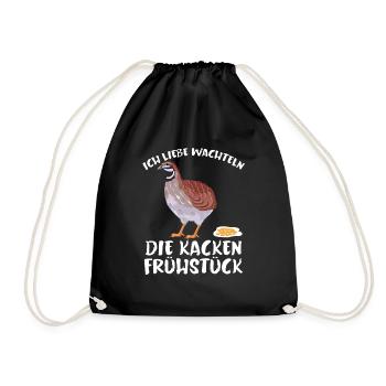 Ich Liebe Wachteln Lustiger Spruch Frühstück - Turnbeutel - Schwarz - Vorne