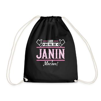 Janin Geschenkidee Geschenk Geburtstag - Turnbeutel - Schwarz - Vorne