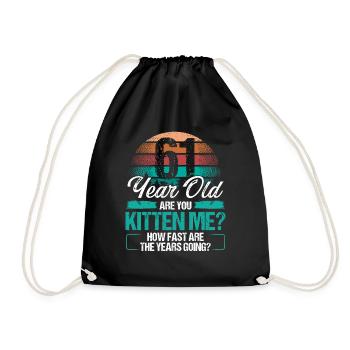61 Year Old Funny Cat Owner Birthday Idea Kitten - Turnbeutel - Schwarz - Vorne