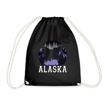 Alaska Gift USA Nature Bear Denali Grizzly Forest - Drawstring Bag - black - Front