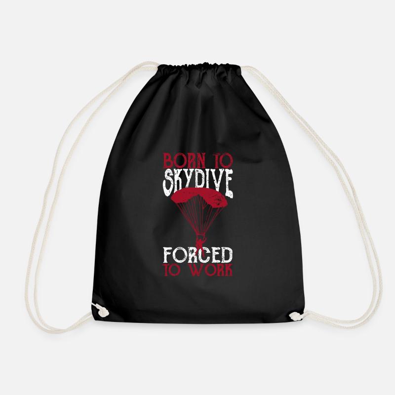 Born to skydive Forced to work - Drawstring Bag - black