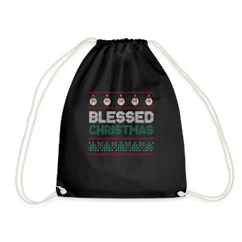 Santa Ugly Dezember Feiertag Hässliche gesegnete Weihnachten - Turnbeutel - Schwarz - Vorne