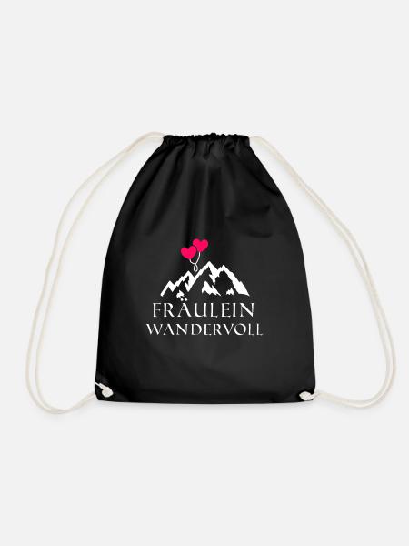 Fräulein Wandervoll Wandern Bergsteigen Natur - Turnbeutel - Schwarz