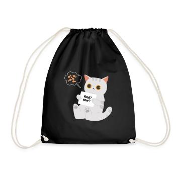 Katze Food? Now? - Hungriges Kätzchen - Turnbeutel - Schwarz - Vorne