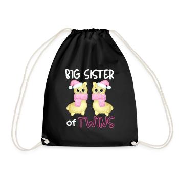 Daughter Promoted to Big Sister of Twins Llama - Turnbeutel - Schwarz - Vorne