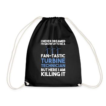 Wind turbine technician wind farm wind power - Drawstring Bag - black - Front