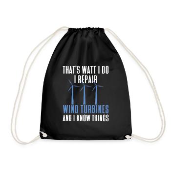 Wind turbine technician wind farm wind power - Drawstring Bag - black - Front