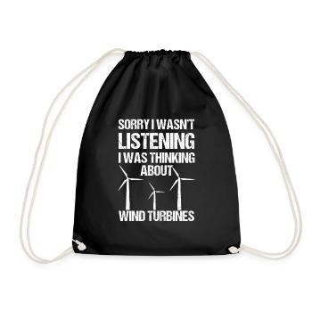 Wind turbine technician wind farm wind power - Drawstring Bag - black - Front