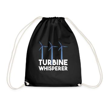 Wind turbine technician wind farm wind power - Drawstring Bag - black - Front