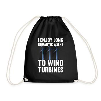 Wind turbine technician wind farm wind power - Drawstring Bag - black - Front